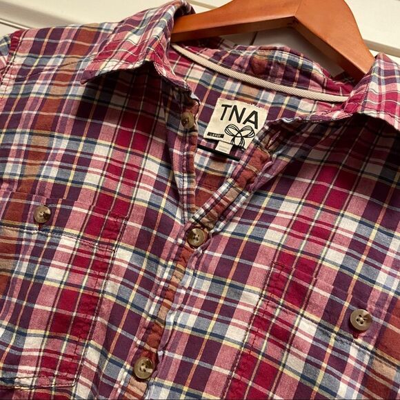 TNA Plaid Flannel Button-Up Red - Picture 12 of 16